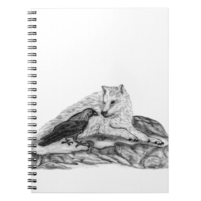 Carnet Wolf and Raven black and white design (Devant)