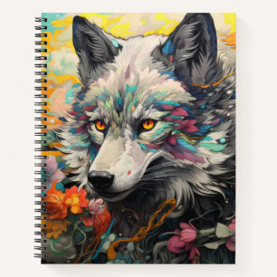 Carnet Wolf animal coloré Enchanter Abstrait
