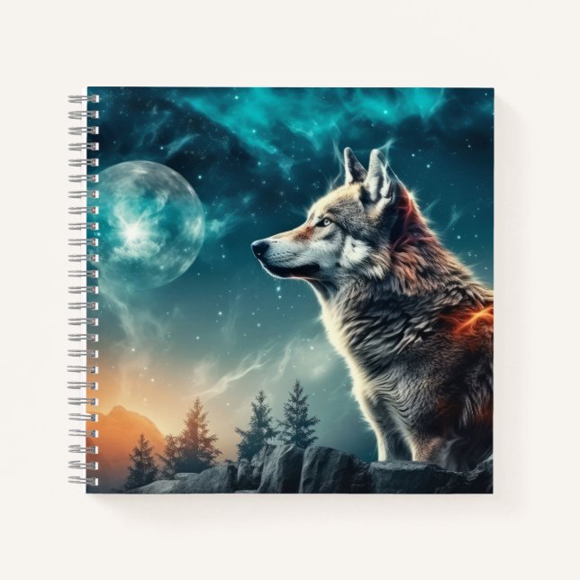 Carnet Wolf Animal Wilderness Mur Art coloré (Devant)