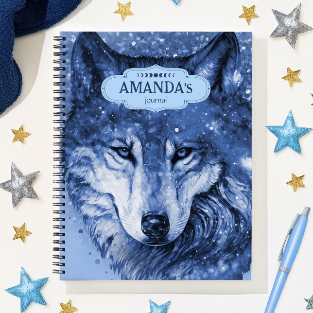 Carnet Wolf Blue Celestial Stars Cosmique Anxiété sociale (Wolf Blue Celestial Cosmic Stars Social Anxiety Notebook)