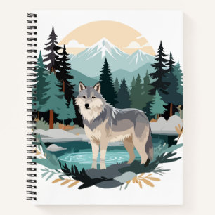 Carnet Wolf Faune Animaux Nature Extérieure Aquarelle