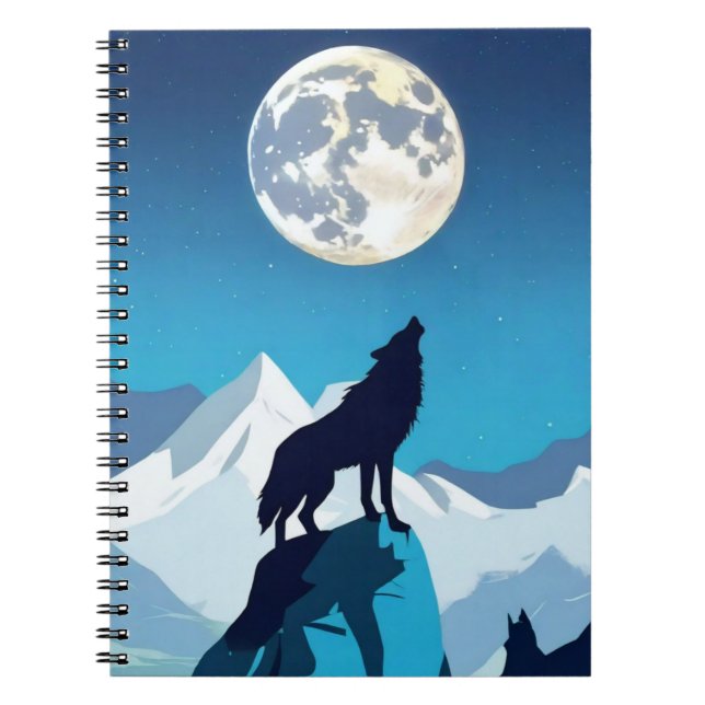 Carnet Wolf Howling à la Pleine lune (Devant)