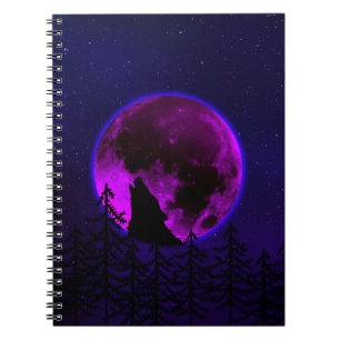 CARNET WOLF HOWLING MOON MAGENTA  