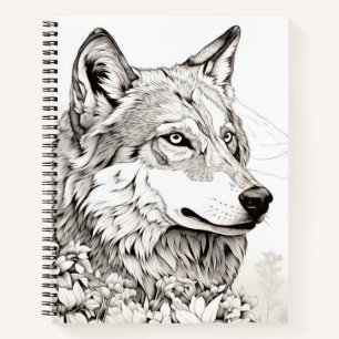 Carnet Wolf Nature paisible Prairie Sketch Style de dessi