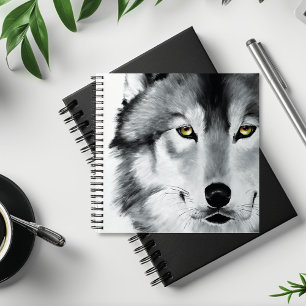 Carnet Wolf Portrait noir blanc