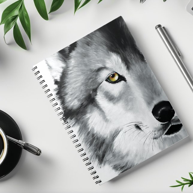 Carnet Wolf Portrait noir blanc (Créateur téléchargé)