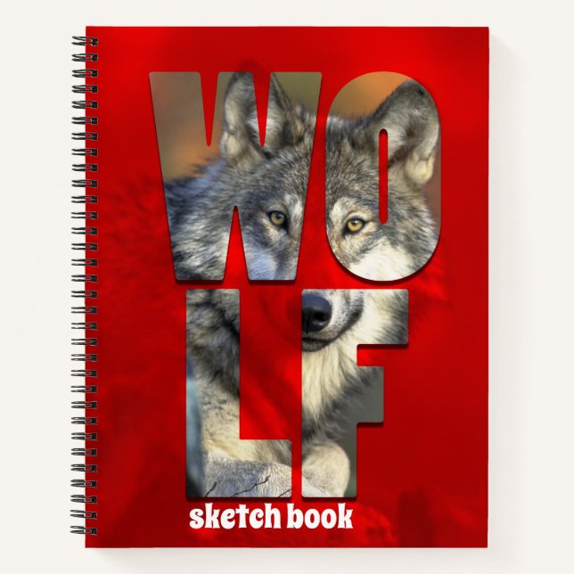 Carnet Wolf Sketchbook Animal photo avec typographie (Devant)