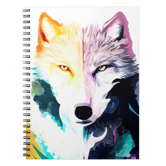 Carnet Wolf Wild Nature Animal Couleur Art Peinture (Devant)