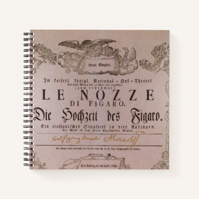 Carnet Wolfgang Amadeus Mozart avec signature Figaro (Devant)
