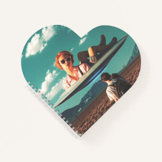 Carnet Woman Relaxing on UFO in Desert