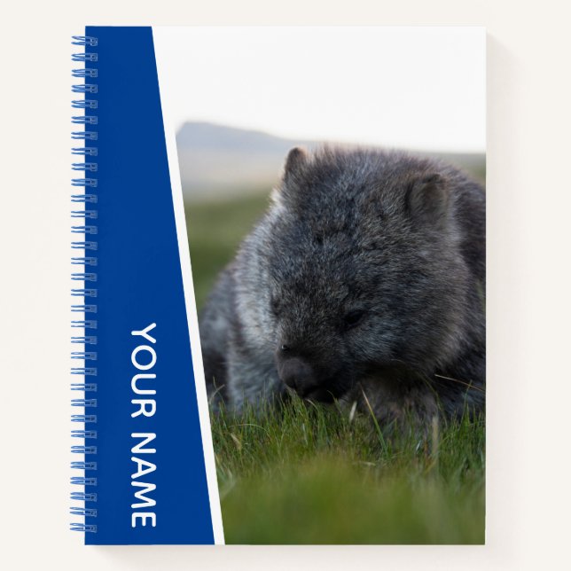 Carnet Wombat Australie Animal Mignon mangeant de l'Herbe (Devant)