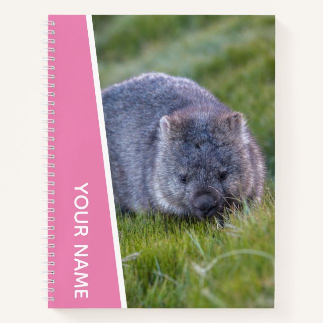 Carnet Wombat Australie Animal Mignon, Rose Personnalisé (Devant)
