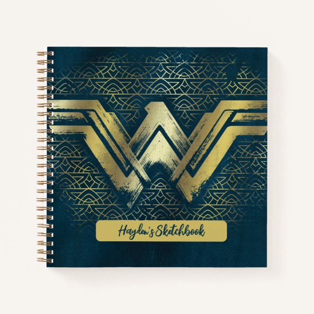 Carnet Wonder Woman Brossé Symbole d'or dessin (Devant)