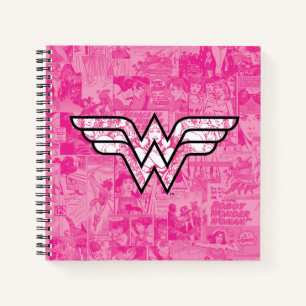 Carnet Wonder Woman Pink Comic Book Collage Logo