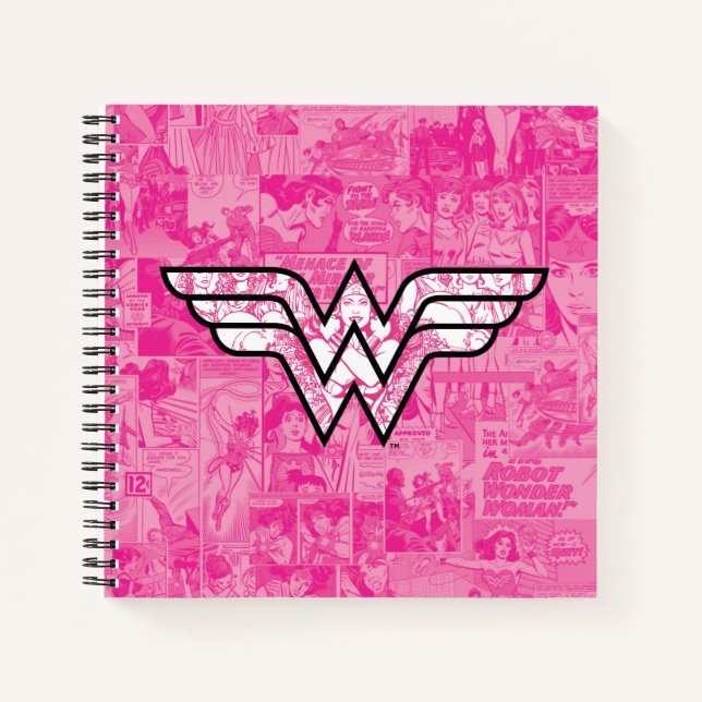 Carnet Wonder Woman Pink Comic Book Collage Logo (Devant)