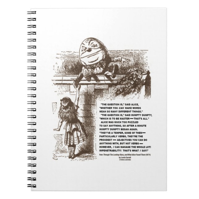 Carnet Wonderland Alice Humpty Dumpty Conversation Citati (Devant)