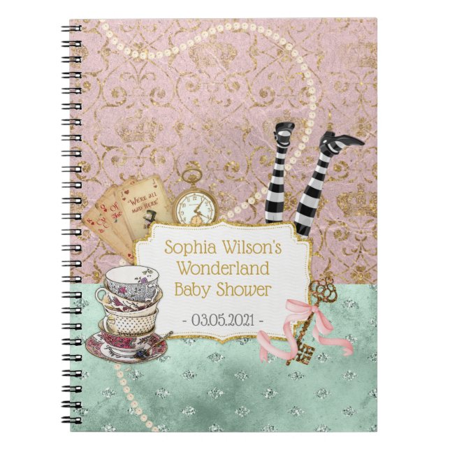 Carnet Wonderland Baby Shower Spiral Photo (Devant)