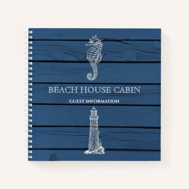 Carnet Wood Seahorse Lighthouse Beach House Infos clients (Devant)