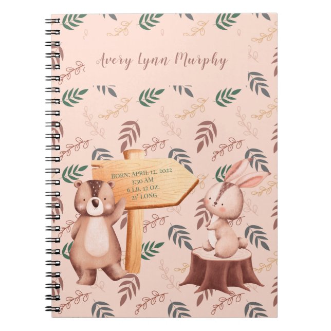 Carnet Woodland BABY RECORD livre, notes pour bébé (Devant)