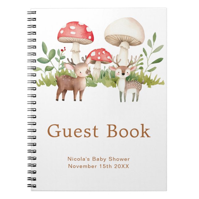 Carnet Woodland Deer Baby Shower Guest Book (Devant)