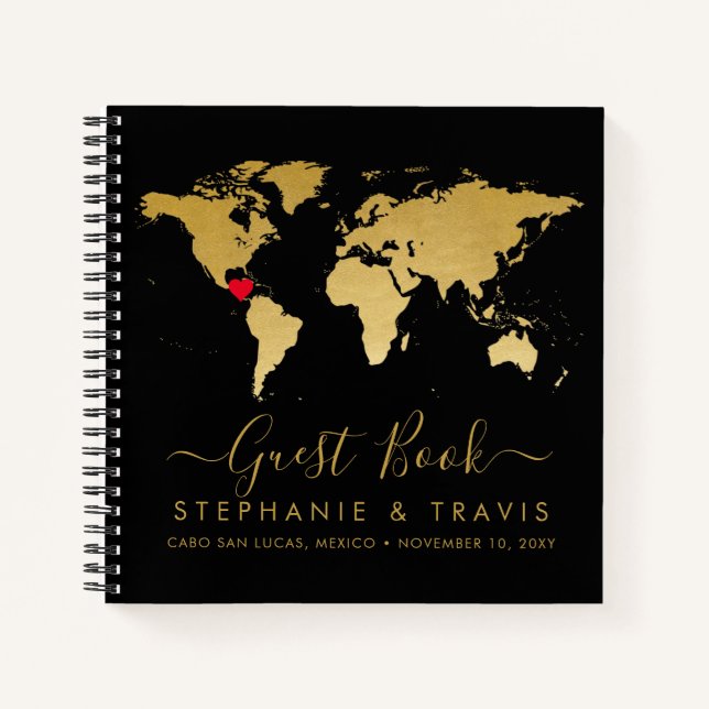 Carnet World Map Heart Destination Guest Book (Devant)