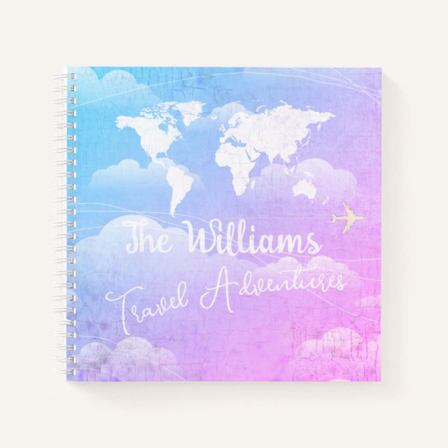 Carnet World Travel Adventures Sky Blue Clouds (Devant)