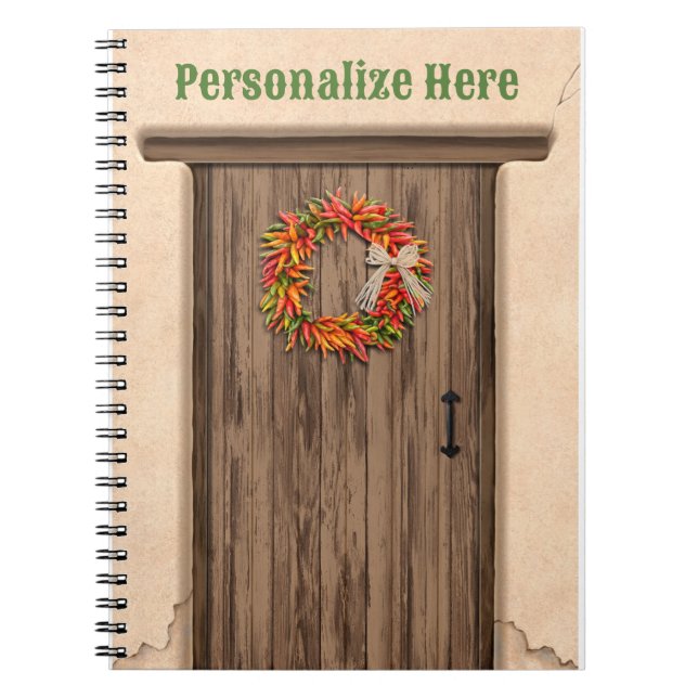 Carnet Wreath du sud-ouest du Chili sur une porte en bois (Devant)