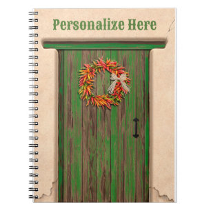 Carnet Wreath du sud-ouest du Chili sur une porte en bois