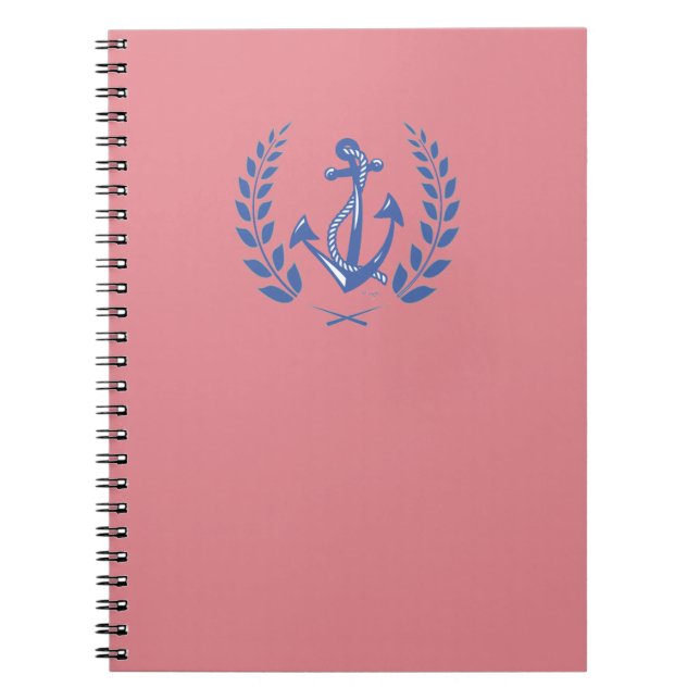 Carnet Wreath Laurel avec ancre et corde bleues (Devant)