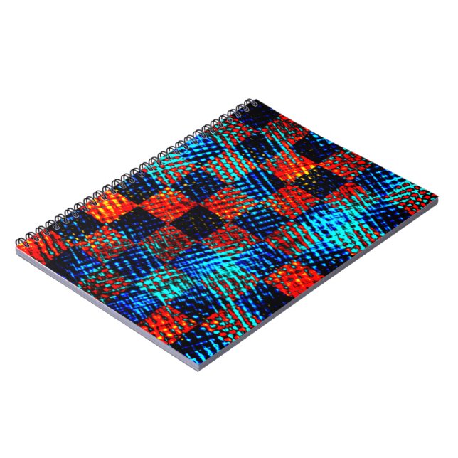 Carnet Xadrez azul, laranja, faux sujo ou manchado. (Côté gauche)