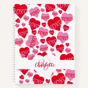 Carnet XOXO Rose Motif Coeur Rouge Monogramme Amour