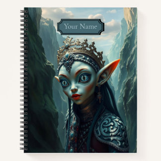 Carnet Xylariel Elven Goddess Blue Gothic Spiral Notebook