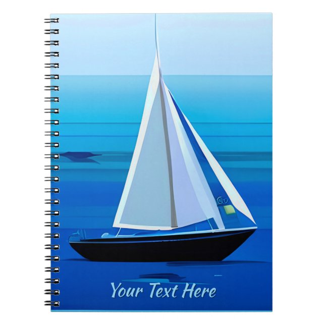 Carnet Yacht Sous Voile, Bleu Cobalt (Devant)