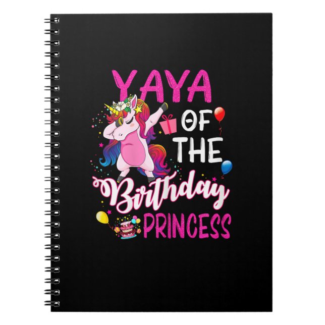 Carnet Yaya Of The Birthday Princess Unicorn Girl T-Shirt (Devant)