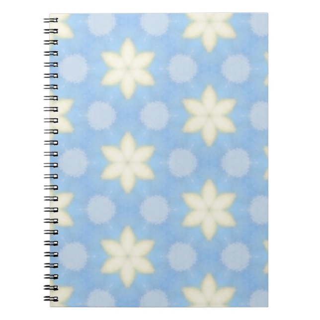 Carnet Yellow geometric stars on pale blue background (Devant)