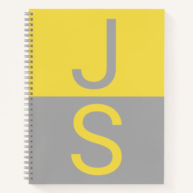 Carnet Yellow & Grey Modern Initials monogram (Devant)