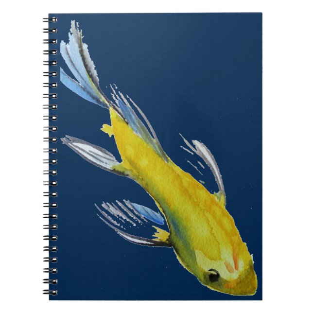 Carnet Yellow koi Japonais carp watercolour art fish (Devant)