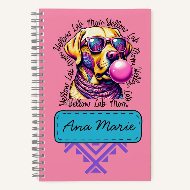 Carnet Yellow Lab Maman Bubblegum tendance Labrador Maman (Recto)