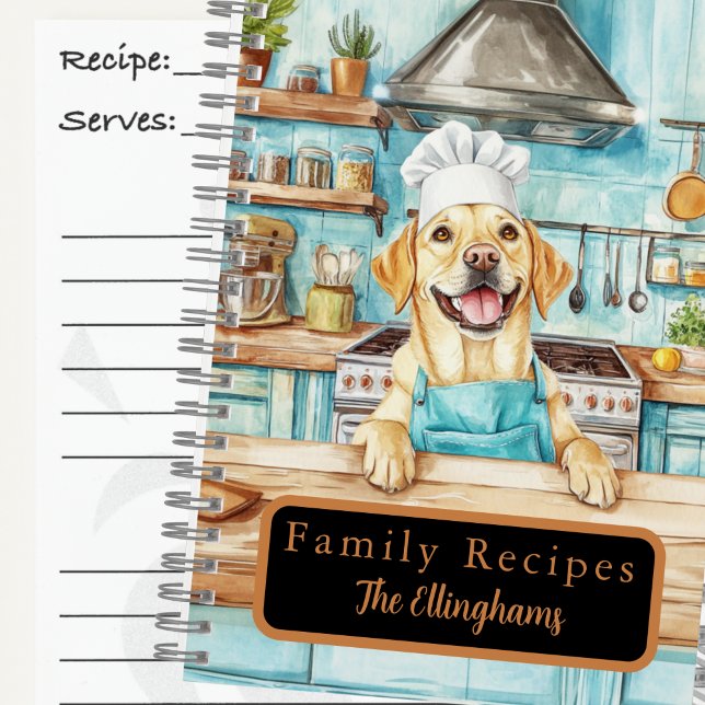 Carnet Yellow Labrador Retriever Chef Spiral Recipe Book (Créateur téléchargé)