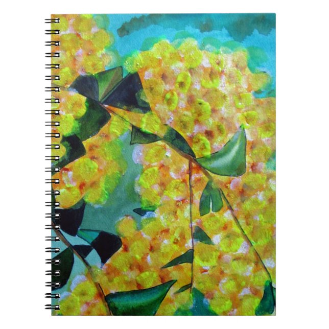 Carnet Yellow Wattle native Australian flower art (Devant)