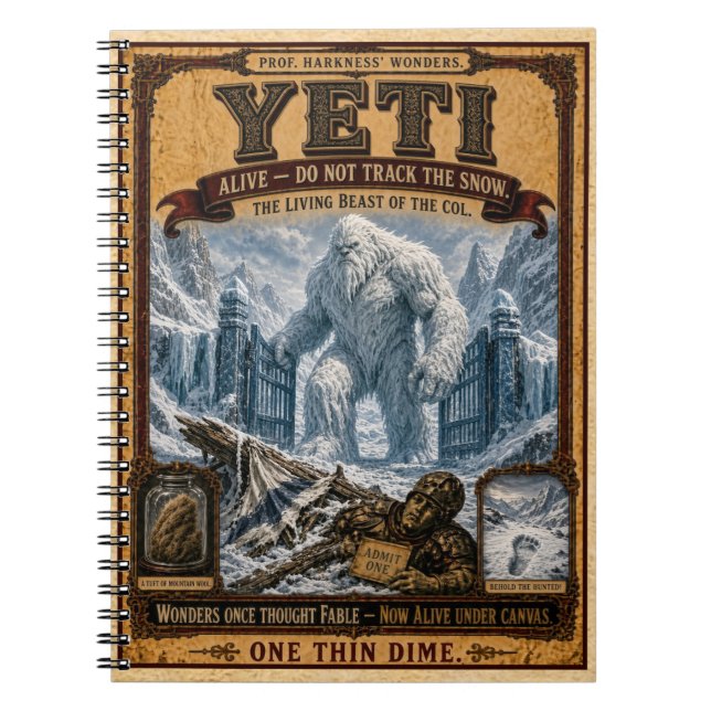 Carnet Yéti, Monstre de Cirque Vintage (Devant)