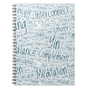 Carnet Yin Yan Nuage de Mots Texte Motif Interconnexion