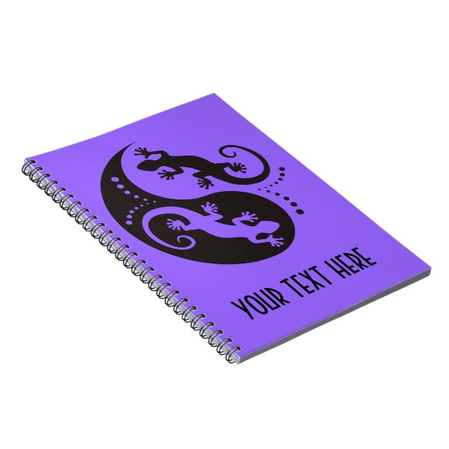 Carnet YIN & YANG Geckos noirs + votre arrière-plan & idé (Côté Droit)