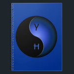Carnet yin yang monogramme - bleu<br><div class="desc">Yin yang conçoit pour customiser avec votre monogramme et votre autre moitié'.</div>