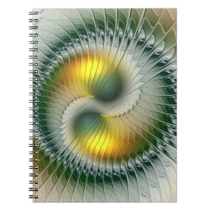Carnet Yin Yang Vert Jaune Abstrait coloré Fractal