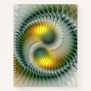 Carnet Yin Yang Vert Jaune Abstrait coloré Fractal