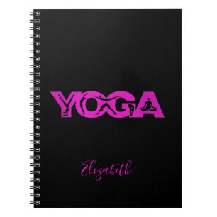 Carnet Yoga fitness noir violet nom