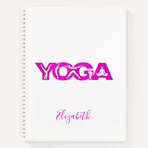 Carnet Yoga fitness violet nom blanc