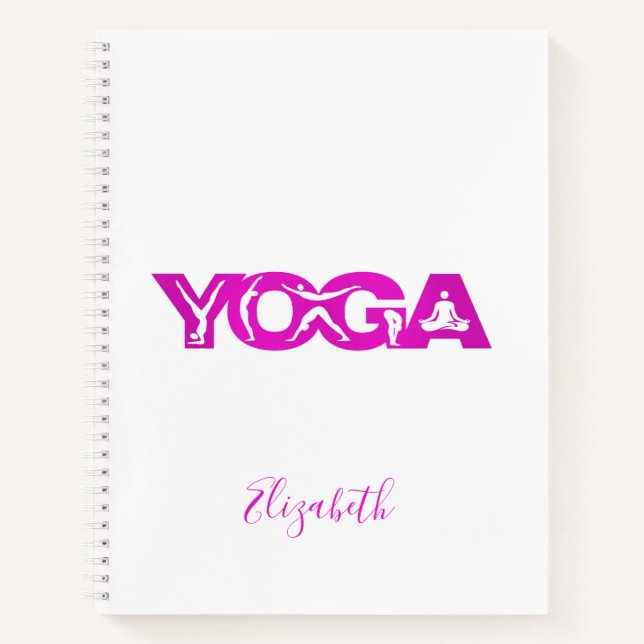 Carnet Yoga fitness violet nom blanc (Devant)