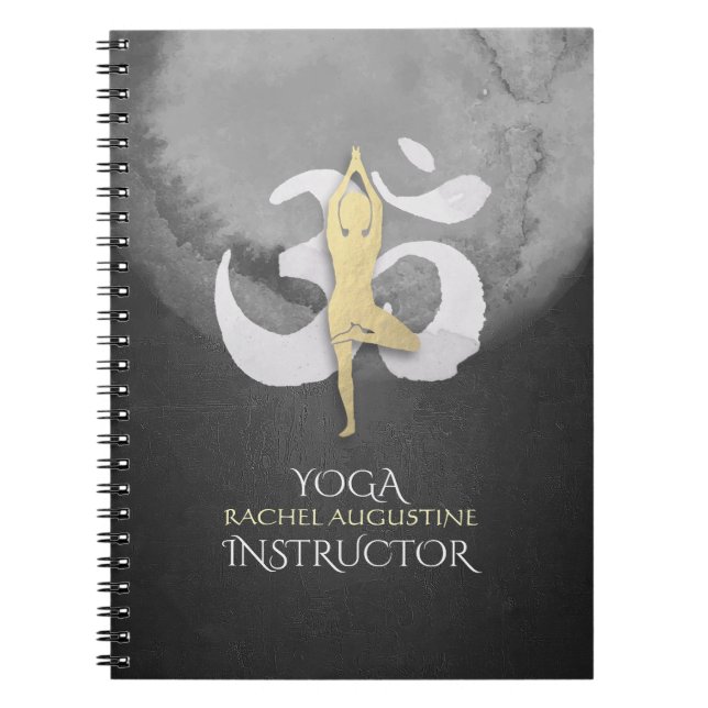Carnet Yoga Instructeur Aquarelle Méditation Pose OM SIGN (Devant)